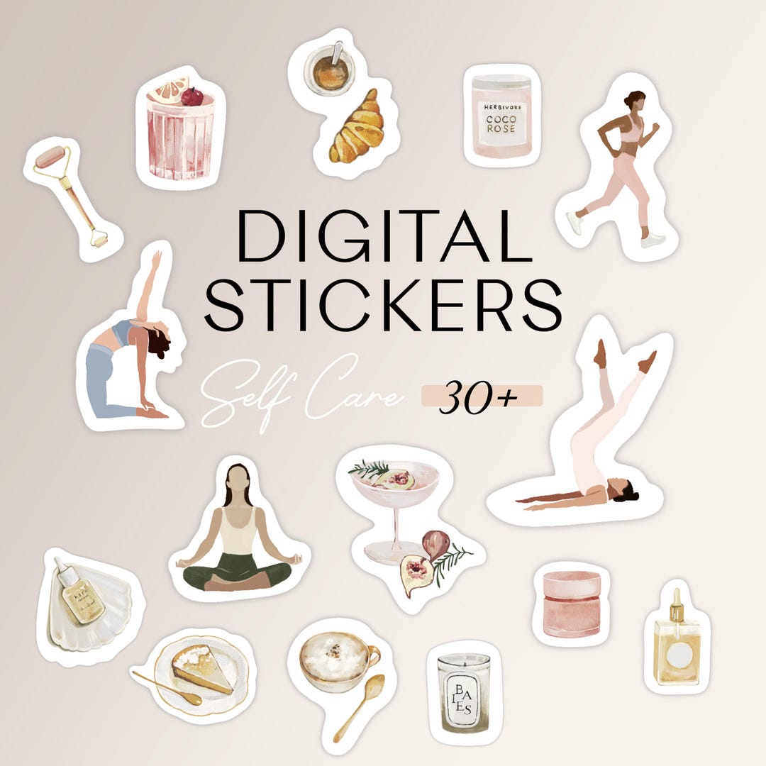 Self Care Digital Stickers | Wellness Planner Stickers | Aesthetic ...