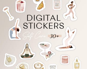 Self Care Digital Stickers | Wellness Planner Stickers | Aesthetic Stickers GoodNotes | iPad Planner Stickers | Yoga Fitness Stickers