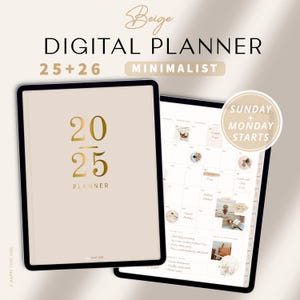 2025 Minimalist Digital Planner: Daily, Weekly, Monthly (iPad, GoodNotes) (PDF)