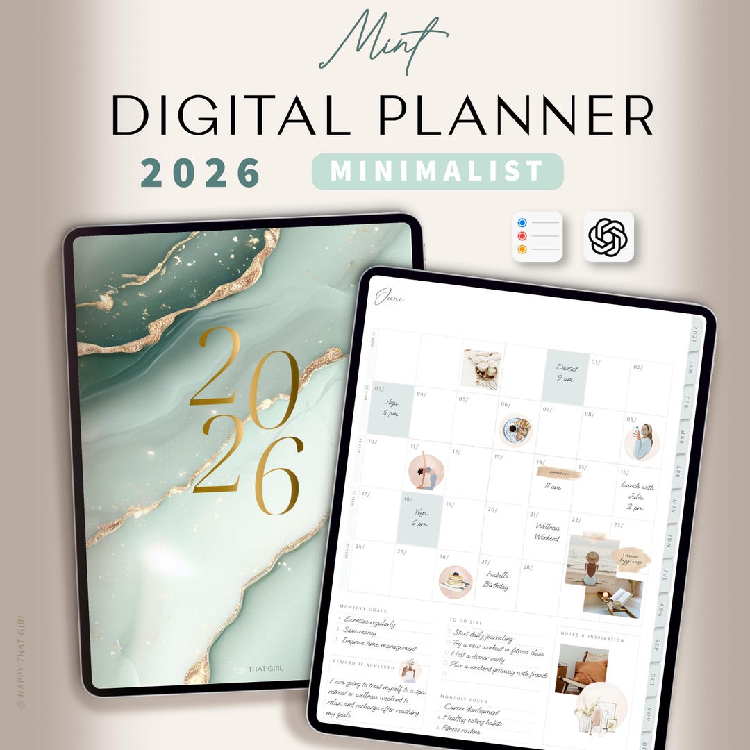 Minimalist 2026 Digital Planner for iPad | Goodnotes Planner | Portrait ...