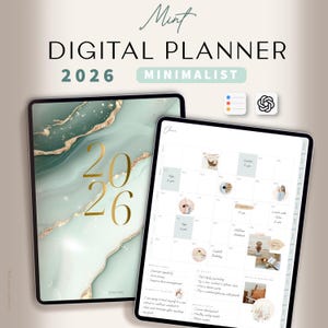 Minimalist 2026 Digital Planner for iPad | GoodNotes Planner | Portrait Vertical | Clean Aesthetic Planner