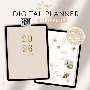 Digital Planner Minimalist 2026 Daily, Weekly, Monthly (iPad, GoodNotes) (PDF)