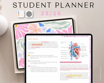 2025-2026 Digital Student Planner: iPad College Organizer with Stickers (Goodnotes PDF)