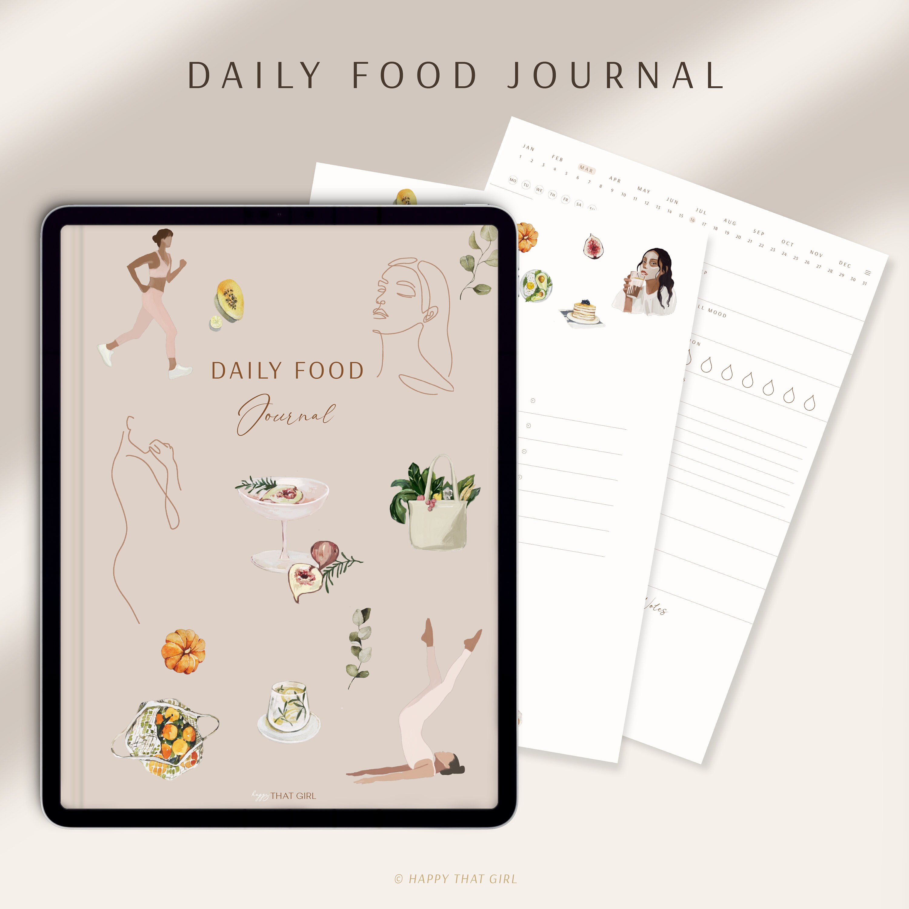 Daily Food Journal / Daily Food Diary / iPad Calorie Tracker / Goodnotes Daily Planner / Self ...