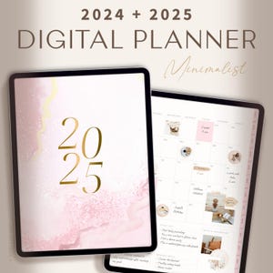 2024 2025  Digital Planner Minimalist / Daily, Weekly & Monthly Planner / Dated Digital Planner / iPad Planner / GoodNotes Planner / Pink