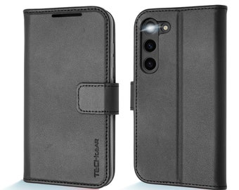Real Leather Wallet Case for Samsung Galaxy S23 with Card Slots, Stand [RFID Blocking] Shockproof Flip Cover