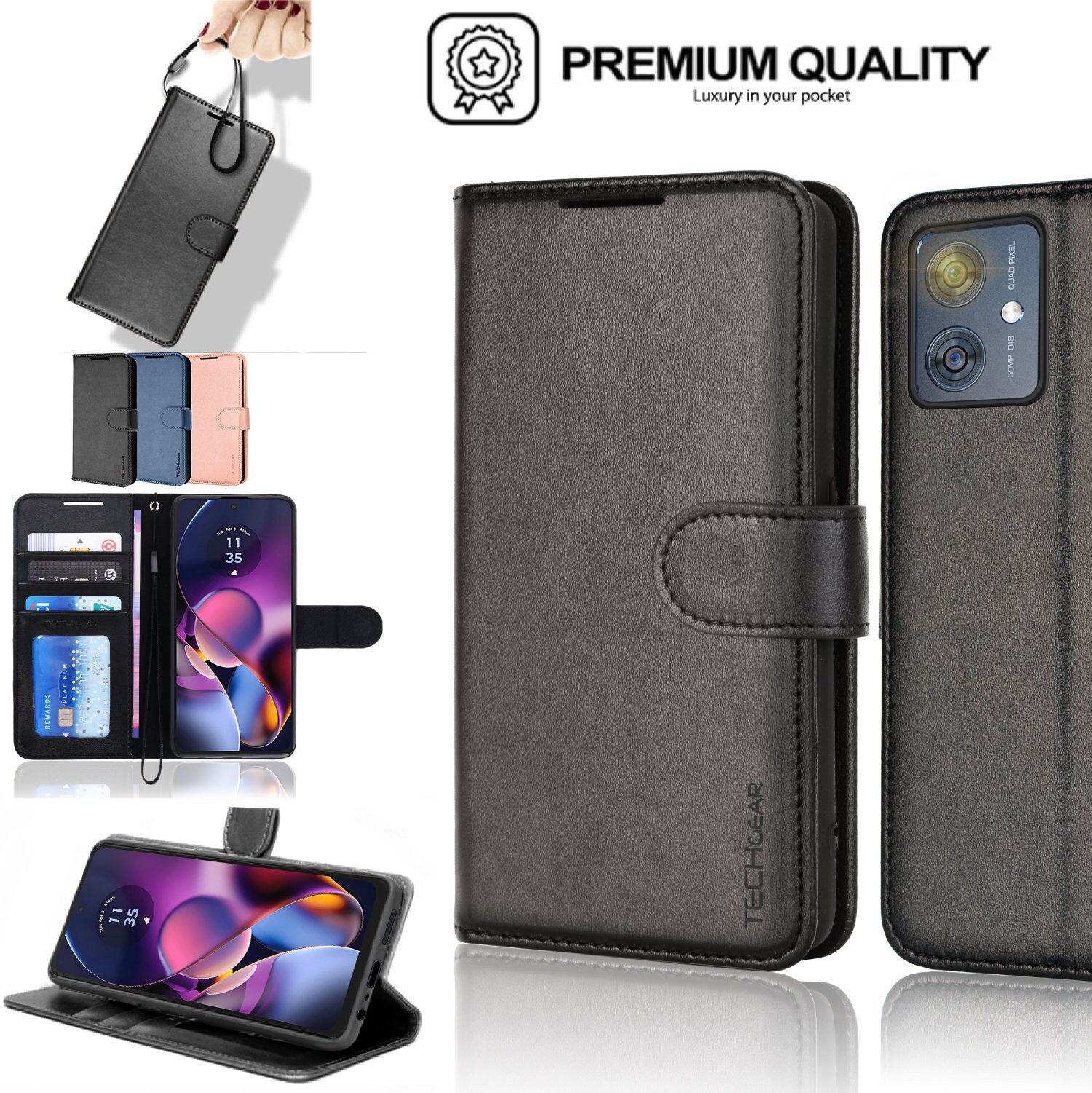 TECHGEAR Pixel 8a Leather Wallet Case, [RFID Blocking