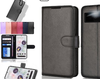 Leather Case for Google Pixel 8a 8 7 6 / Pro / 7a 6a 4a 5G Stand Flip Wallet Case with Card Holder & Wrist Strap - Luxury Pu Leather Case