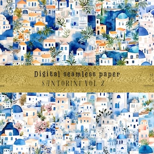 Abstract Watercolor Santorini Seamless Patterns - Set of 10 + Bonus | DIY Crafting, Commercial Use | High-Quality Digital Download