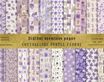 30 Sophie Blackall-Inspired Purple Flowers Seamless Patterns -For DIY Projects, Sublimation, and Home Decor - High-Quality, Commercial Use