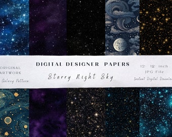 Starry night background, digital paper, SEAMLESS pattern, stardust background, universe texture, cosmic backdrop, night sky stars, space