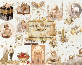 Vintage Ramadan Clipart PNGs: DIY Crafts, Scrapbooking (Commercial Use)