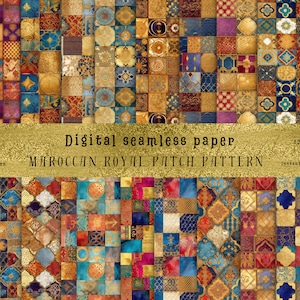 30 motifs sans couture de patchwork marocain vibrants - Parfaits pour les mariages, l'Aïd, la décoration intérieure et plus encore - JPG de haute qualité, usage commercial