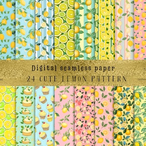 24 motifs citron sans couture inspirés de Sophie Blackall - Idéal pour la sublimation, l'art numérique et la décoration intérieure - JPG de haute qualité, usage commercial