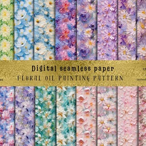 21 motivi floreali primaverili senza soluzione di continuità con pittura a olio / Scrapbooking, carta digitale, arte digitale, diario spazzatura, arte digitale, uso commerciale!