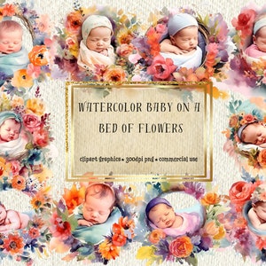 Schattige aquarel baby clipart set | Commercieel gebruik | 10 Cliparts + bonusverrassing | DIY-ambachten, clipartpatronen, kunstliefhebbers, plakboek