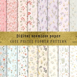 May include: A set of 12 digital seamless paper patterns featuring cute pastel flower designs. Each pattern is 12 inches by 12 inches and is available as a JPG file for instant download.