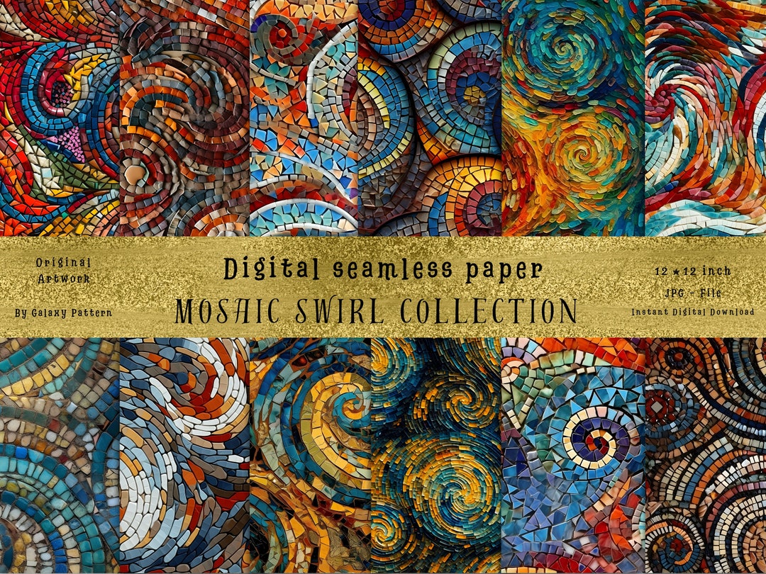 Gemstone Mosaic Swirl Digital Paper + Bonus Suprise. Seamless Jewel ...