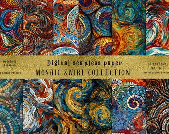 Gemstone Mosaic Swirl Digital Paper + Bonus Überraschung. Juwel Ton druckbare Texturen druckbare Scrapbook Papier, kommerzielle Nutzung