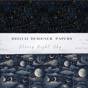 Starry Night Sky Digital Paper, Seamless Galaxy Pattern (digital ...