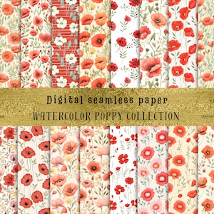 33 motivi di fiori di papavero senza soluzione di continuità: perfetti per lavori fai da te, sublimazione, scrapbooking, inviti e altro ancora! JPG di alta qualità per uso commerciale