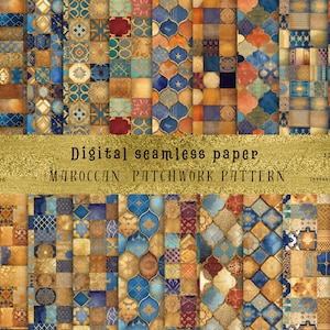 Prachtige Marokkaanse patchwork naadloze patronen - 30 hoogwaardige JPG-ontwerpen voor knutselen, sublimeren, interieurdecoratie en meer!