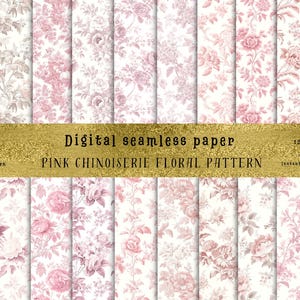 Dusty Rose chinoiserie naadloze bloemenpatronen-Vintage bloempatronen-Chinoiserie digitale Papers-Vintage clipart-Vintage naadloze patronen