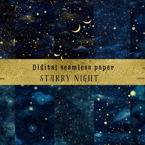 Starry Night Seamless Patterns, Celestial Digital Paper (commercial Use ...
