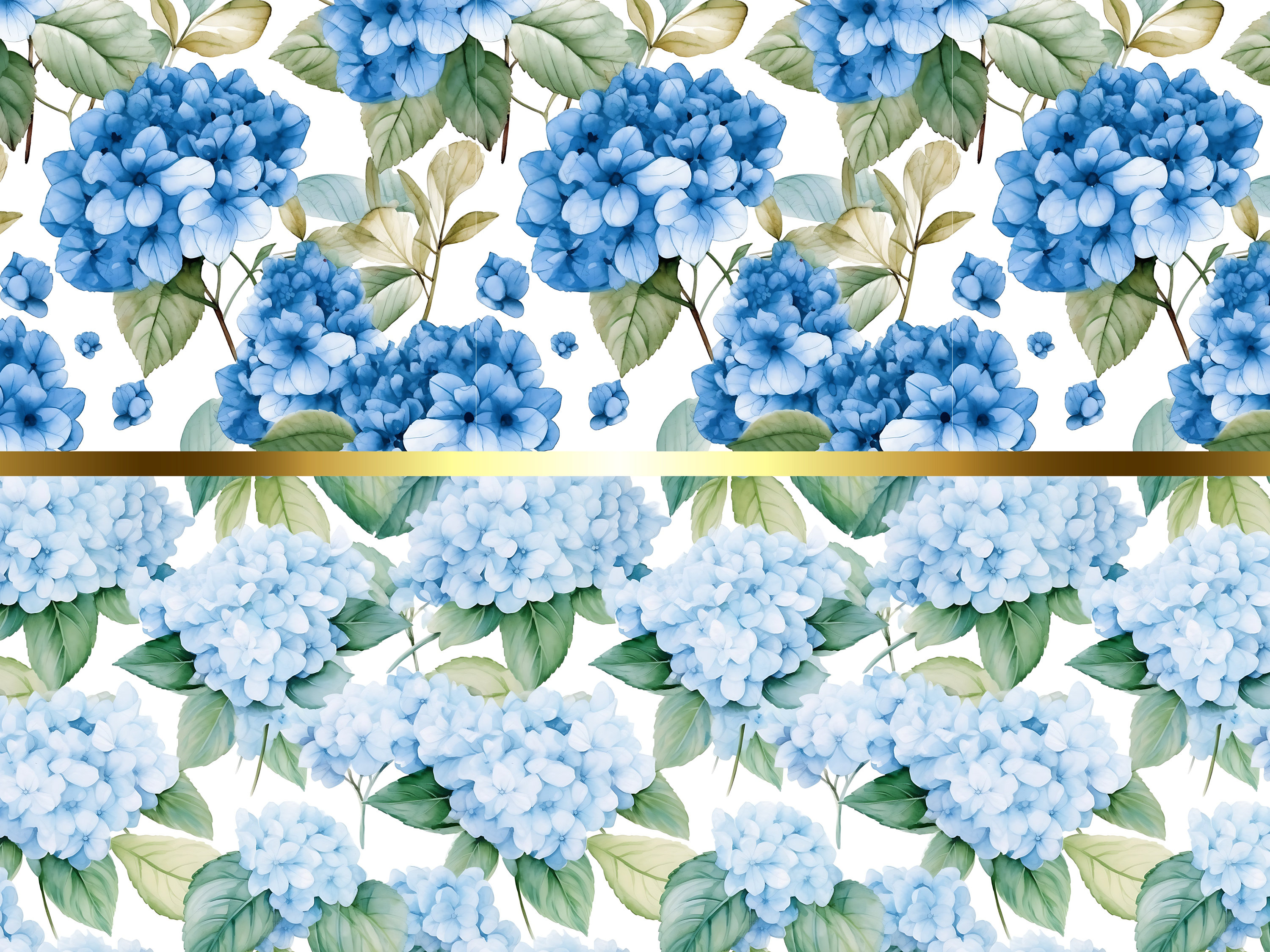 Watercolor Hydrangea Seamless Pattern Set -10 Blue and White Floral ...