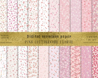 24 Seamless Petite Pink Flower Patterns - High-Res Digital Backgrounds for Sublimation, Fabric Printing, Wall Art & More - Commercial Use