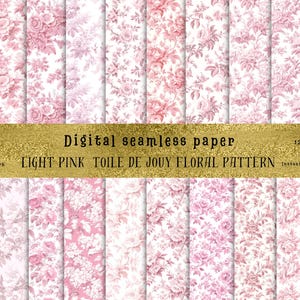 21 Seamless Light Pink Toile de Jouy Patterns | for Invitations, DIY Crafting, Sublimation & More! High-Quality 300 DPI JPG | Commercial Use
