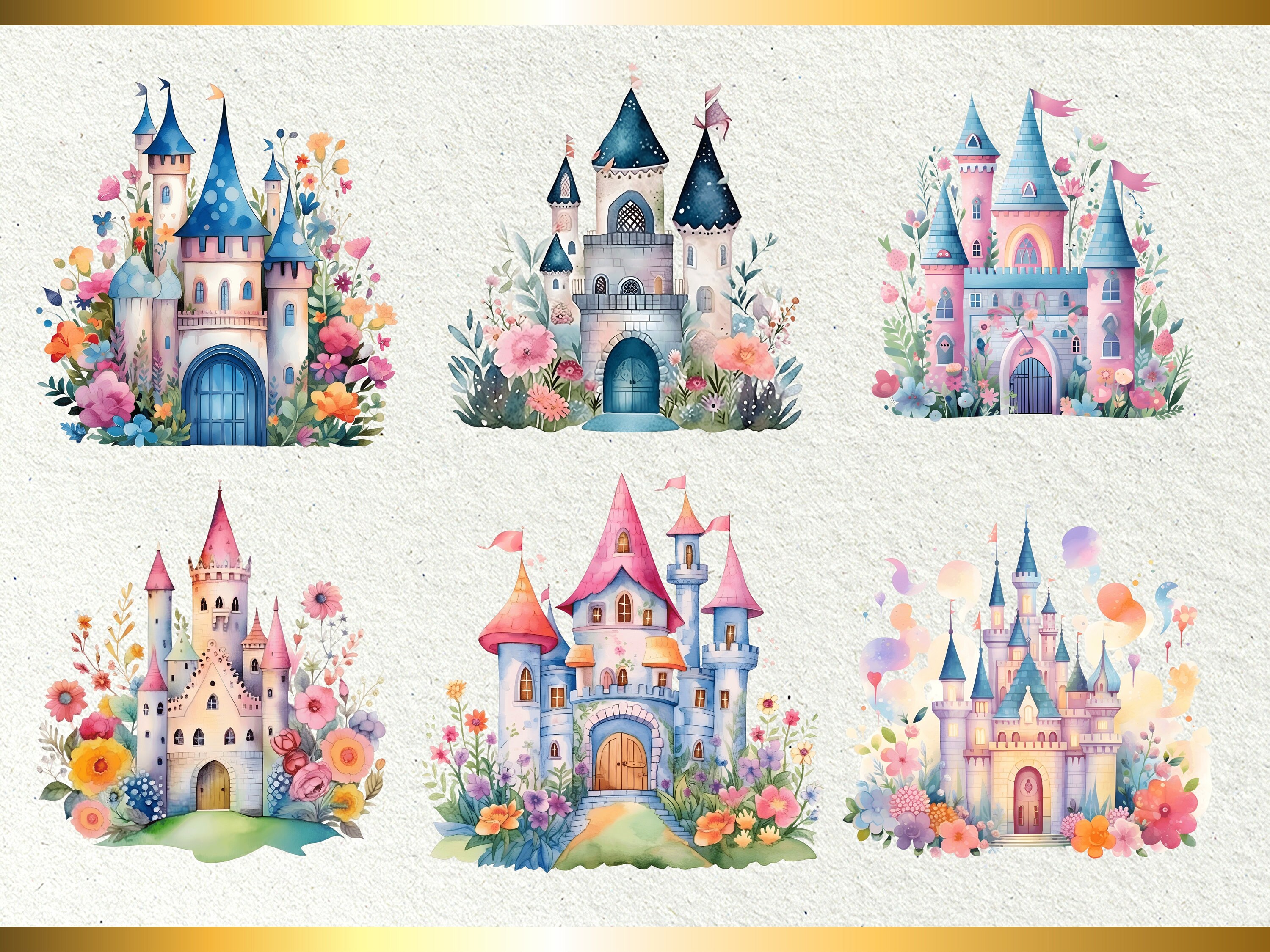 30 Colorful Fairytale Clipart - Sophie Blackall-inspired Castles ...