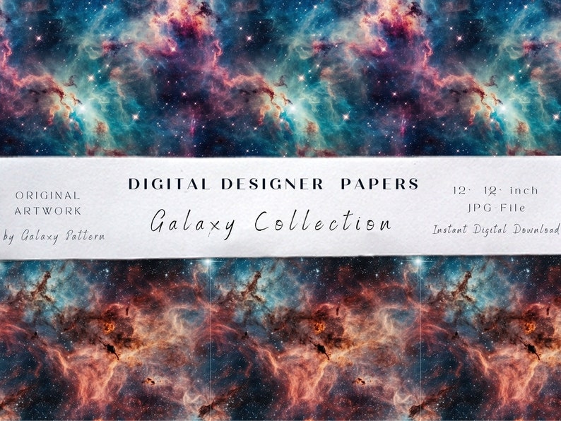 Design3e Paper Seamless Galaxy Background Digital Paper Pack - 10 Designs for ...