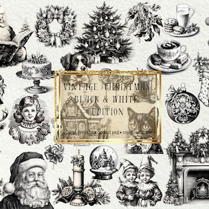 30 cliparts, Christmas Clipart, Vintage Christmas  PNG Christmas Graphics, Christmas Clip Art for Cards, Crafts, scrapbook, collage, prints