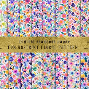 21 patrones de flores abstractas en acuarela, perfectos para manualidades, invitaciones, sublimación y más. JPG de 300 ppp de alta calidad para uso comercial