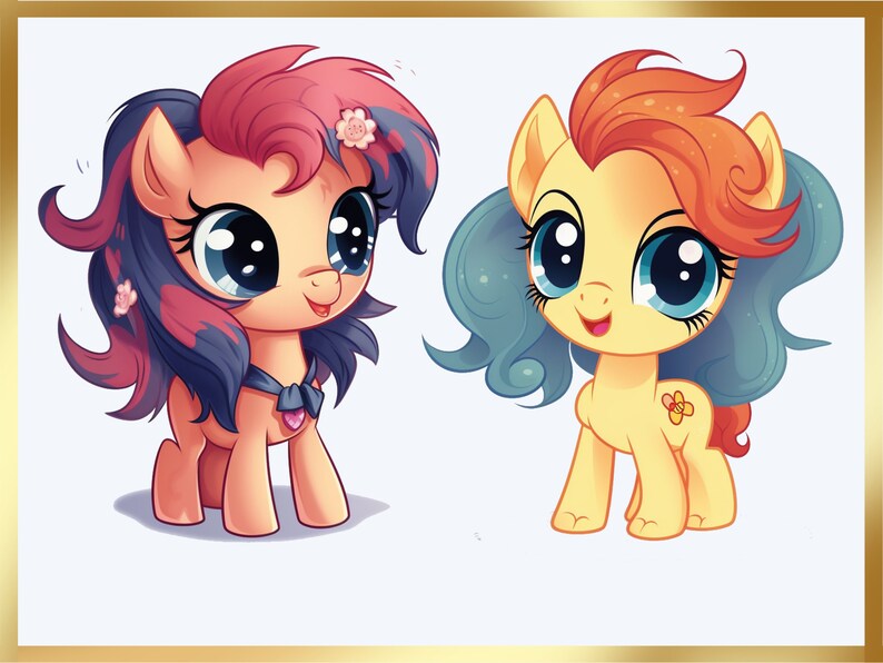 Adorable Cartoon Pony Clipart Set 10 High-quality 300 DPI - Etsy