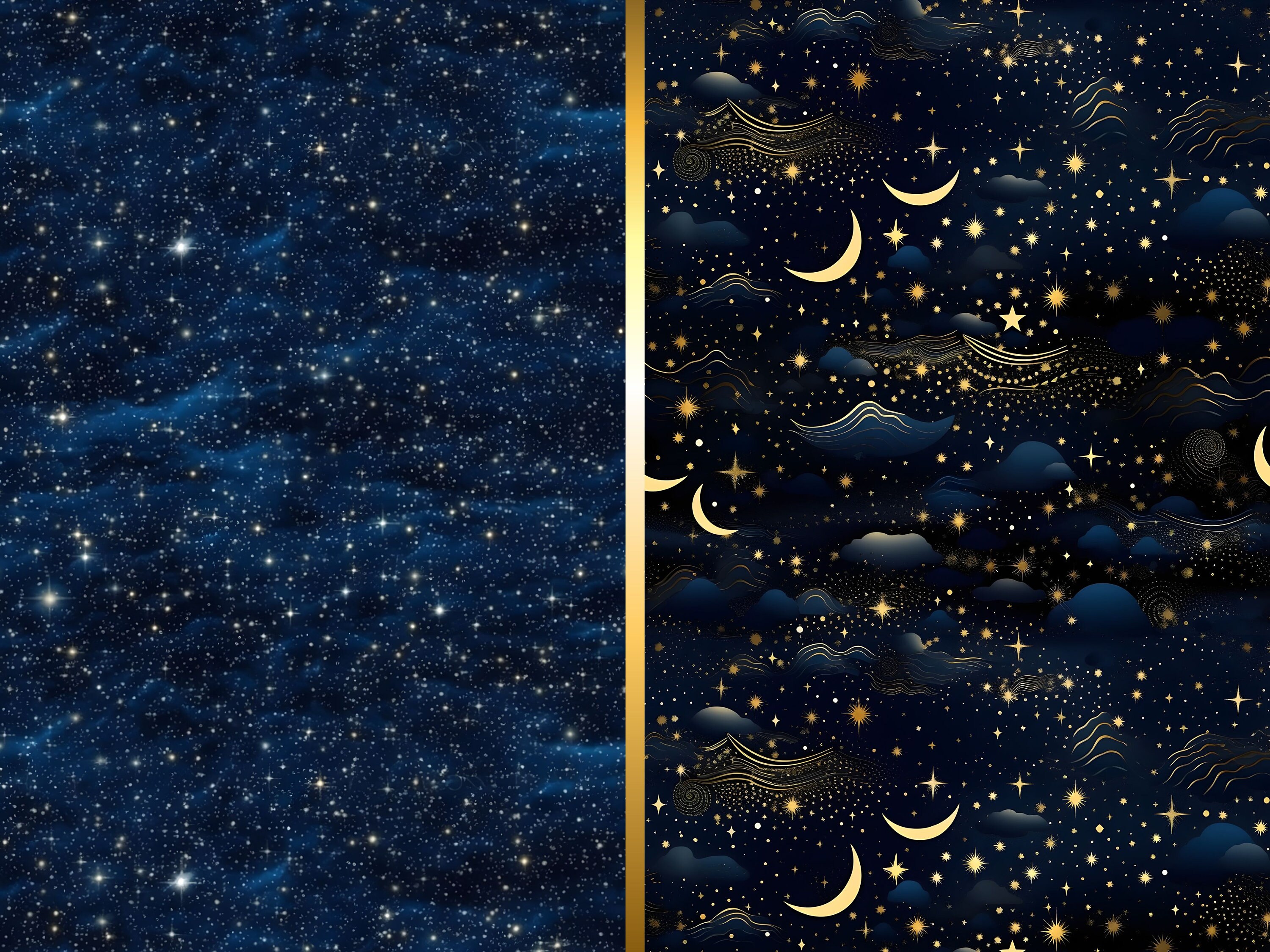Starry Night Seamless Patterns, Celestial Digital Paper (commercial Use ...