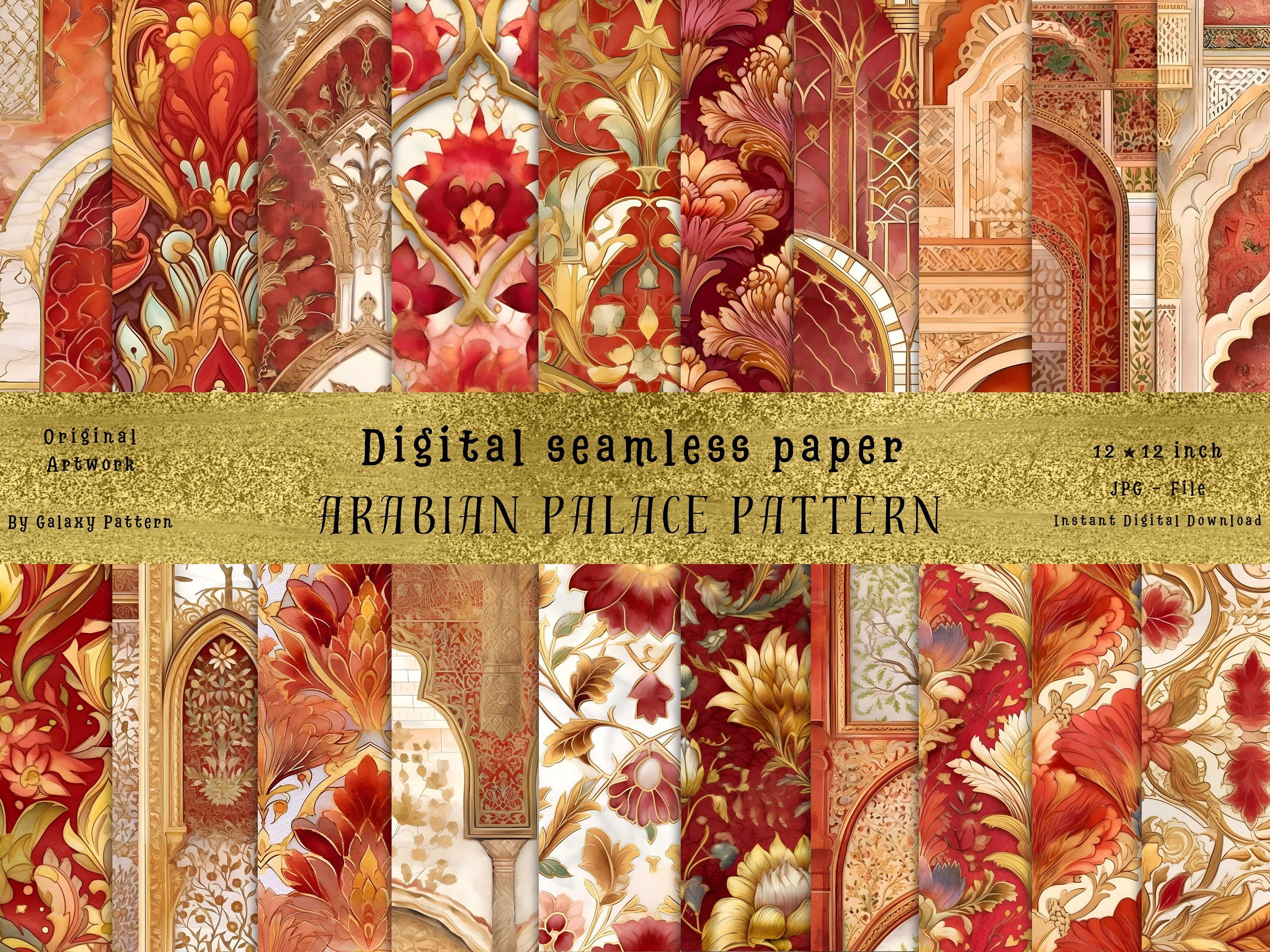21 Seamless Arabian Palace Patterns - High-quality-digital Backgrounds ...