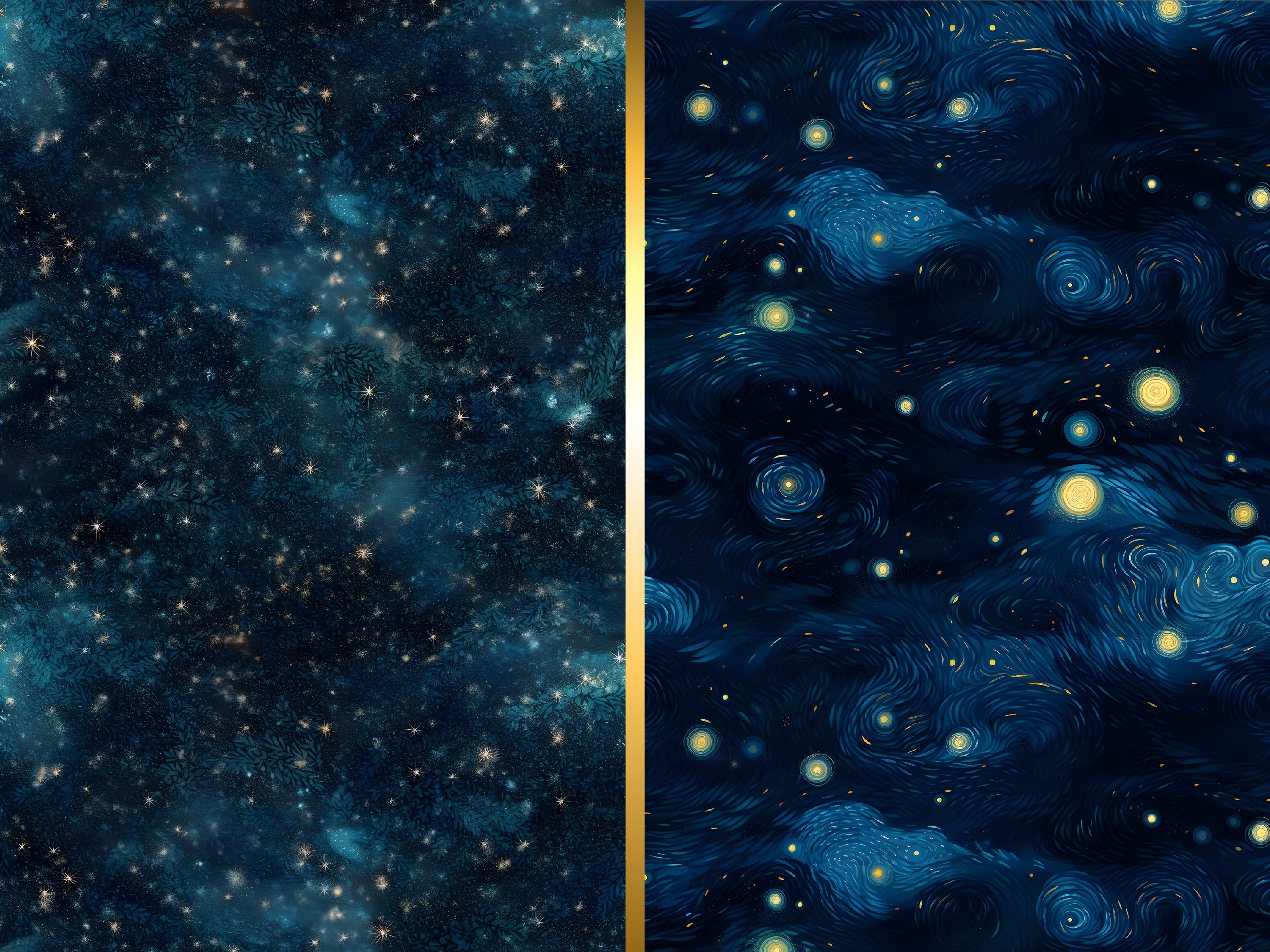 Starry Night Seamless Patterns, Celestial Digital Paper (commercial Use ...