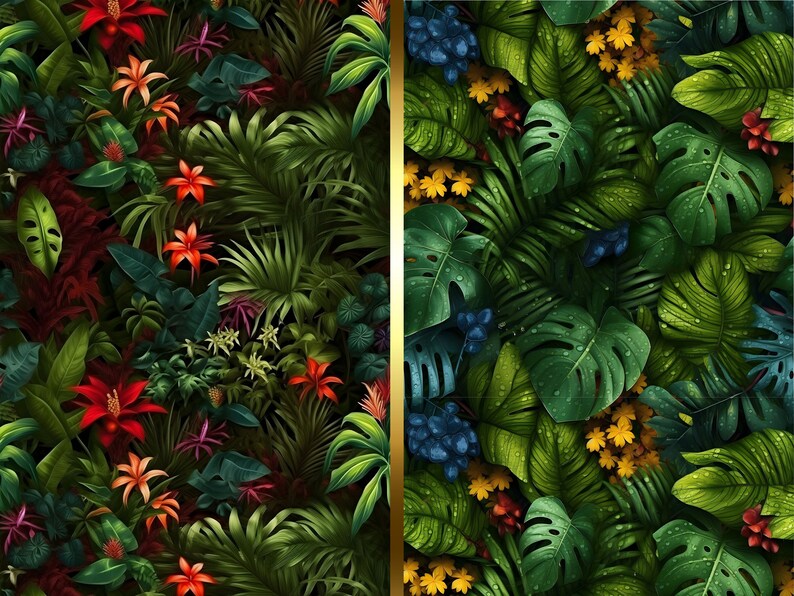Tropical Rainforest Seamless Patterns - Set of 10 With Bonus Surprise ...