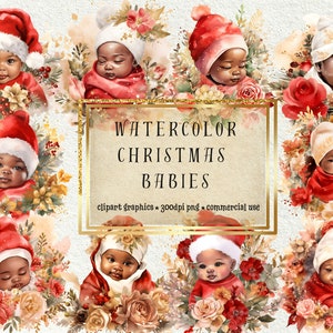 Prachtige aquarel baby clipart set met bonusverrassing - perfect voor doe-het-zelf-knutselen, kunstliefhebbers, kerstbaby's en commercieel gebruik