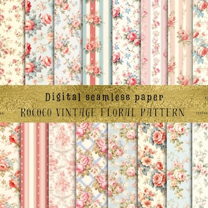 30 Vintage Watercolor Pink Floral Digital Paper Seamless Shabby Chic Printable Paper Pack  Ditsy Floral Scrapbook Paper Roses Junk Journal