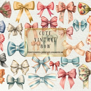 Vintage Schleifen Clipart - bunte Schleifen, Scrapbooking Grafik (PNG, Kommerzielle Nutzung)
