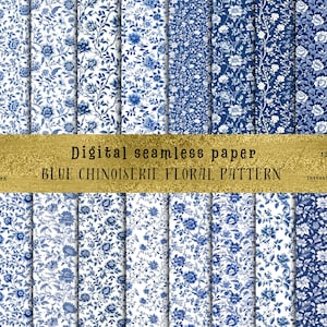 21 naadloze blauwe chinoiseriepatronen | Perfect voor doe-het-zelvers, scrapbooking, sublimatie, digitale kunst, digitaal papier, commercieel gebruik!