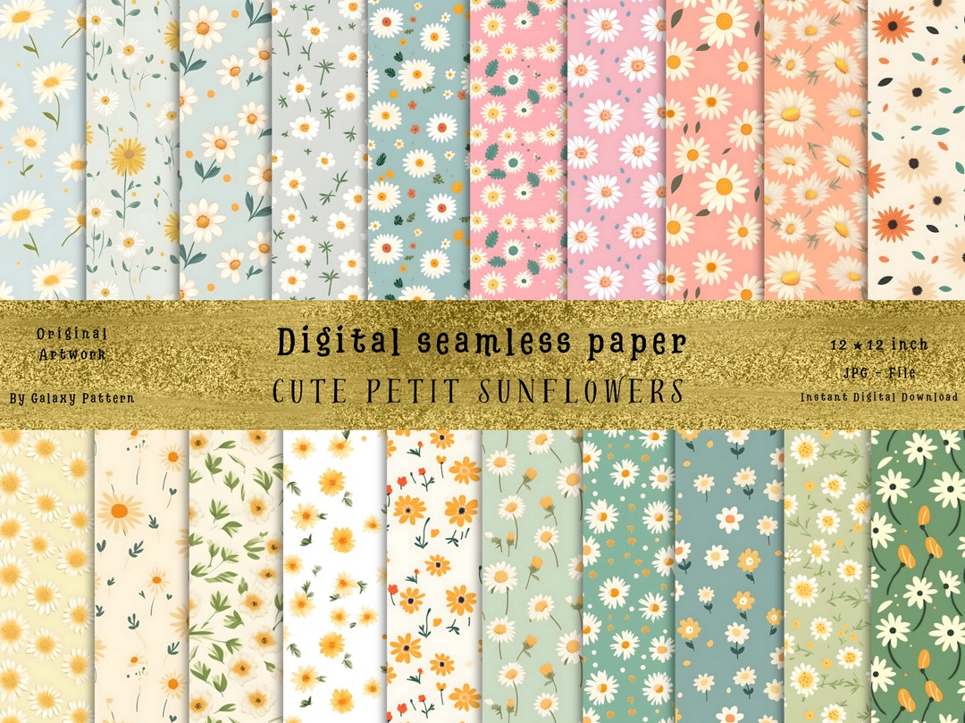 Watercolor Sunflower Seamless Patterns – Digital Paper (digital ...
