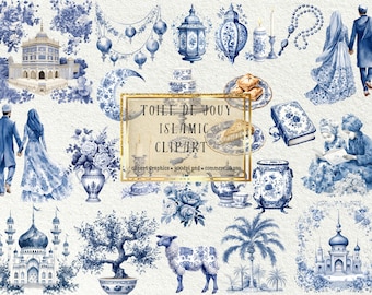 70 Toile de Jouy-Style Islamic Illustration Cliparts | High-Quality PNG, Scrapbooking, Fabric Print, Invitation, Sublimation, Commercial Use