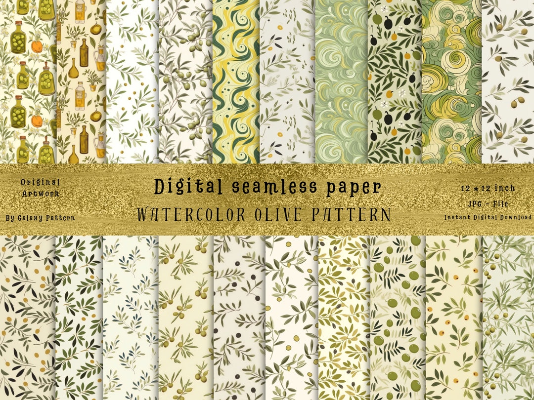 30 Gorgeous Olive Seamless Patterns - Perfect for DIY Crafts, Junk ...