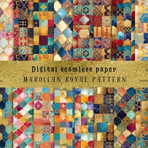 30 motifs sans couture de patchwork royal marocain - parfaits pour le bricolage, la sublimation, la décoration intérieure - JPG de haute qualité, usage commercial