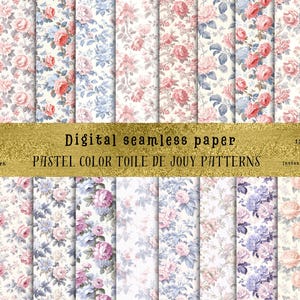 24 Seamless Pastel Toile de Jouy Patterns | DIY Crafting, Digital paper, Digital download, Sublimation, Skrapbooking, Commercial Use!