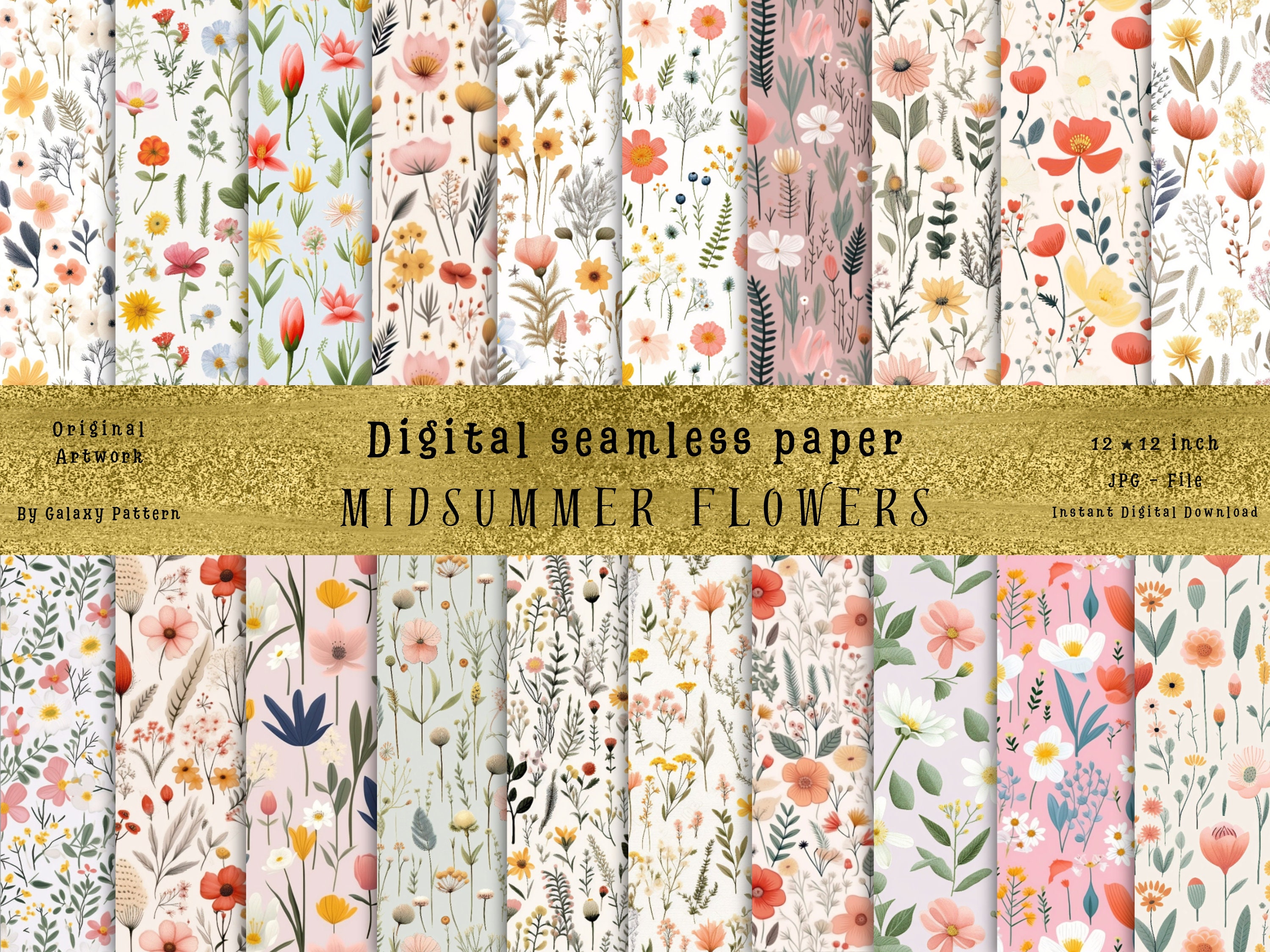 Midsummer Pattern 27 Midsummer Flowers Seamless Patterns - Perfect for DIY, Sublimation ...